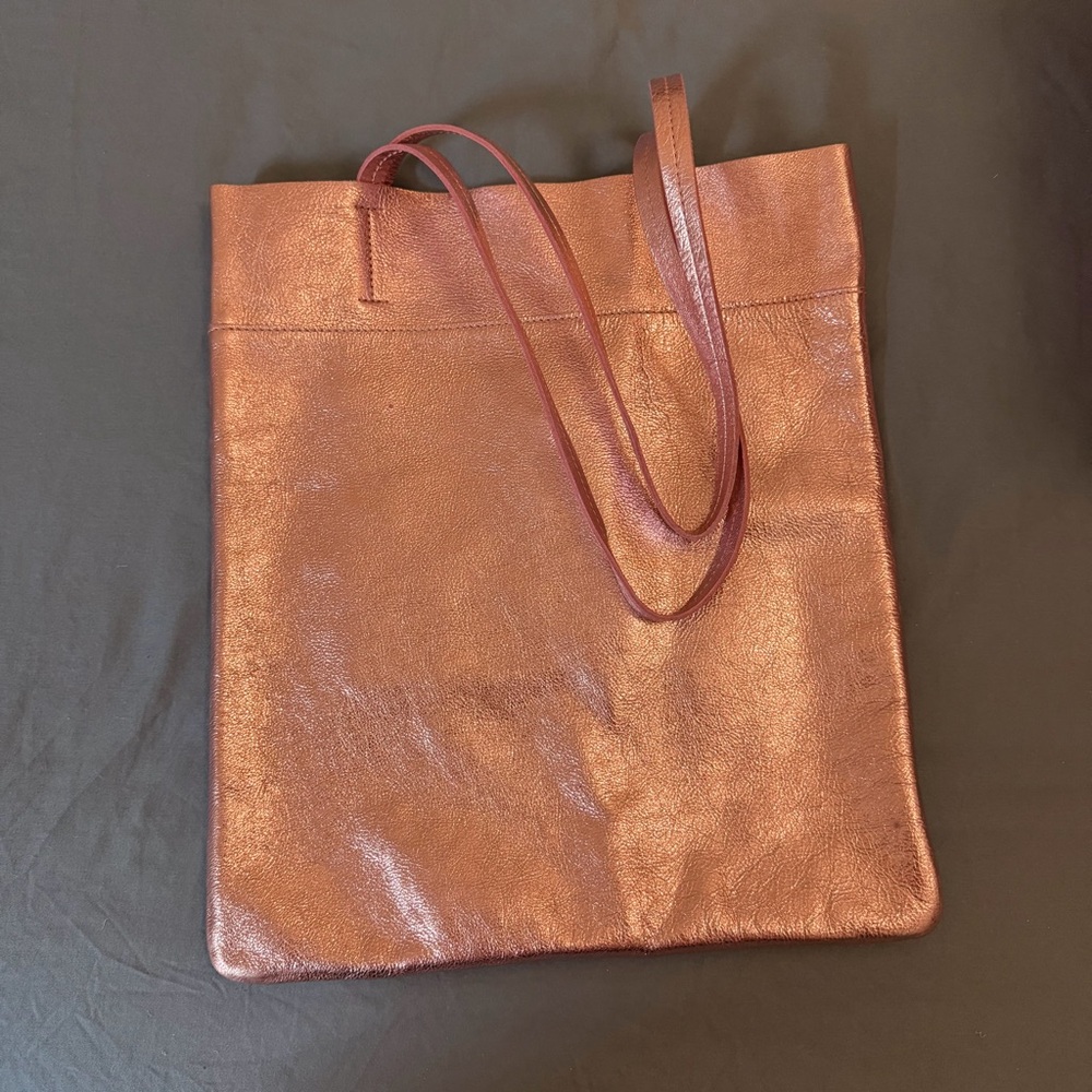 Madewell Pink Metallic Magazine Tote Bag